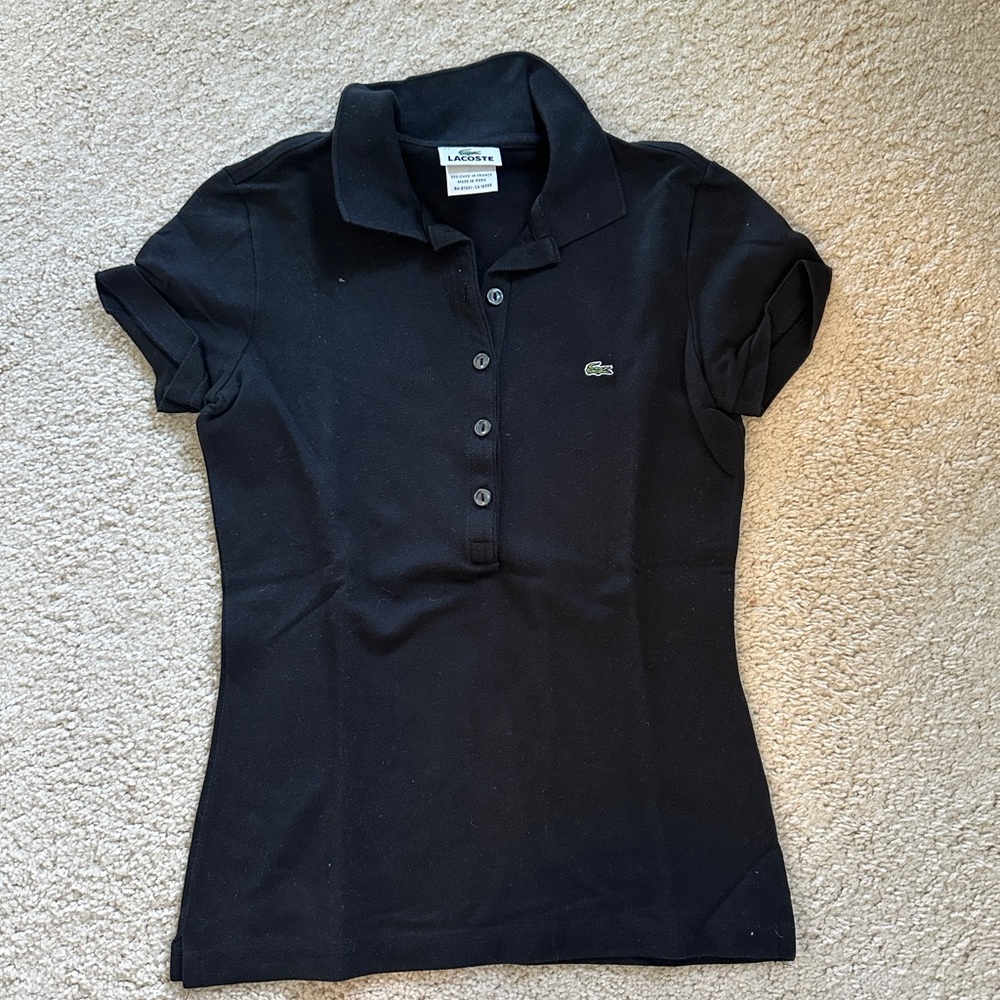 Lacoste Black Button Up Polo Size 34